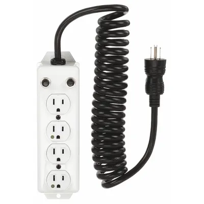 TRIPP LITE Outlet Strip: 4 Outlets, 10 ft Cord Lg, 15 A Current, UL 1363A, White, 5-15P - Healthcare Power Strips