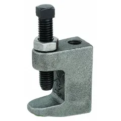This C-clamp style beam clamp is designed to suspend 3/8 in threaded rod from steel beams. Constructed from cast iron, it supports a load capacity of 500 lb. Used in overhead suspension systems for piping, conduit, ductwork, or equipment.