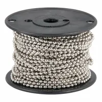 Ball Chain: Steel, Silver, No. 10 Trade Size, 100 ft Chain Lg, 3/16 in Chain Dia (MPN 32500)