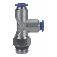 AIGNEP USA Push-Fit Tee Fitting: 1/8 in OD x 1/8 in OD x 5/16 in Pipe Size, Brass, Silver (MPN 88225-02-32)