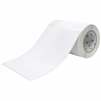 White matte-finish precut label roll for use with Brady J4000 printer series. Each roll is 10 inches long with 7-inch wide labels, 100 labels per roll. Suitable for industrial identification in cryogenic environments, such as asset tracking, pipe marking, and equipment labeling requiring cold resistance