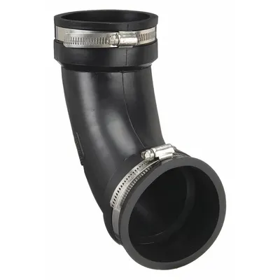 FERNCO Flexible Pipe Elbow: PVC, For 2 in Pipe, Iron/PVC/Steel - Flexible Transition Pipe Fittings