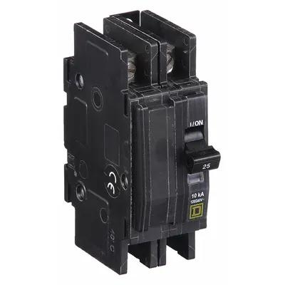 SQUARE D Miniature Circuit Breaker: 25 A, 120/240V AC, Single Phase, 10kA at 120/240V AC - QOU Series, Unit-Mount Square D Miniature Circuit Breakers