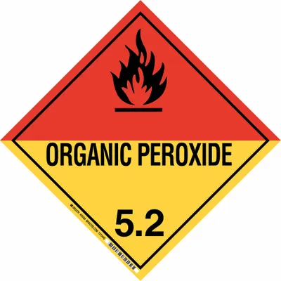 BRADY Container Placard: ORGANIX PEROXIDE/5.2, 10 3/4 in x 10 3/4 in - Class 5: Oxidizing Agents & Organic Peroxides
