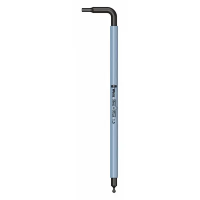 WERA Hex Key: 1 Ball Ends, 1.5 mm Tip Size, Metric, Long, Alloy Steel, Black Oxide - L-Shaped Hex Keys