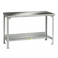 LITTLE GIANT Workbench: Fixed Ht, Stainless Steel, 72 in x 30 in, 4,000 lb Overall Load Capacity (MPN WSS2-3072-36)