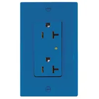 LEVITON Receptacle: Decorator Duplex, 5-20, Blue, 125V AC, 20 A, 2 Pole / 3 Wire (MPN 5380-B)
