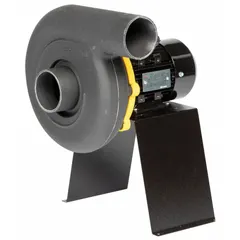 This corrosion-resistant direct-drive blower is designed for moving air or fumes in harsh environments. It features a 1/3 hp, 230/460V AC, 3-phase motor with a totally enclosed housing and CCW rotation. The unit includes a drive pack and is suitable for ventilation systems requiring resistance to corrosive atmospheres.