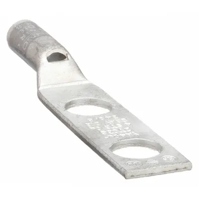 BURNDY Compression Lug: For 4 AWG, Stranded Wire, 3/8 in Stud Size, Std - Two-Hole Compression Lugs