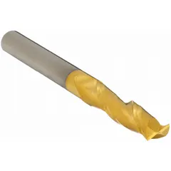 General purpose carbide square end mill with TiN coating for reduced friction and heat. Two-flute design with 3/4" mill diameter, 2-1/4" length of cut, and 5" overall length. Suitable for slotting, profiling, and contouring operations on steel, stainless steel, and non-ferrous materials.