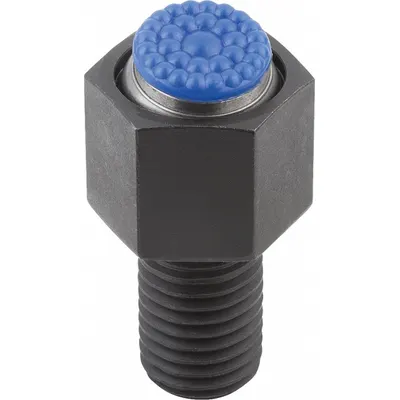 KIPP Threaded Gripper w/Polyurethane Pad: M10, 30 mm Thread Lg, 10 mm Pad Dia - Threaded Grippers with Polyurethane Pad