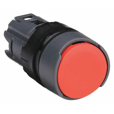 SCHNEIDER Flush Push Button: Red, 16 mm Mounting Size, Non-Metallic - Flush-Mount & Recessed Push-Button Operators