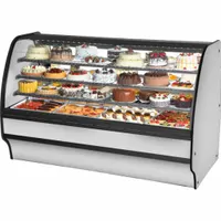 TRUE REFRIGERATION Refrigerated Merchandiser: 49 1/8 in x 77 1/4 in x 39 in, Silver, Curved Glass (MPN TGM-R-77-SC/SC-S-S)
