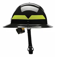BULLARD Wildland Fire Helmet: Black, Full Brim, Chin Strap, 6-Point Sure-Lock(R) Ratchet (MPN FHBKR)