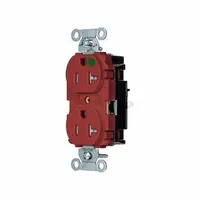 HUBBELL Receptacle: Hospital Grade, Duplex, 5-20R, Red, 125V AC, 20 A, 2 Pole / 3 Wire (MPN 8300STRTR)