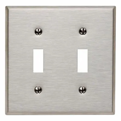 LEVITON Wall Plate: Toggle, 2 Gang, Silver - General Purpose Wall Plates