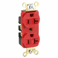 HUBBELL Receptacle: Duplex, 5-20, Red, 125V AC, 20 A, 2 Pole / 3 Wire (MPN HBL5352R)