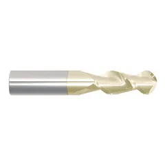 Carbide ball end mill with ZrN coating for aluminum and non-ferrous materials. Two-flute design with 5/8" diameter, 1-5/8" length of cut, and 3-1/2" overall length. Used for contouring, slotting, and profiling in high-speed machining applications.