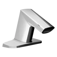 Cast zinc construction with chrome finish. Single-post design with capacitance sensor. Hydropower operation delivers laminar flow. Suitable for commercial restroom applications.