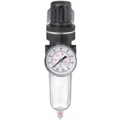 SPEEDAIRE Filter-Regulator: Miniature Series, 1/4 in NPT, 14 cfm, 5 micron, 5 psi to 125 psi - Speedaire FRL Air Filter/Regulators
