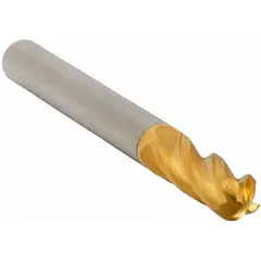 General purpose carbide ball end mill with TiN coating and 4 flutes. Mill diameter 1/2", length of cut 1", overall length 3". Suitable for contouring, slotting, profiling, and 3D surface finishing in mold and die work and general machining.