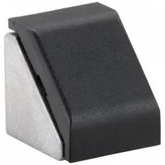 This 45° corner support is designed for joining two aluminum framing profiles at a 45° angle in structural framing systems. Made from powder-coated aluminum, it measures 24 mm x 20 mm x 20 mm and fits 5 mm slot width profiles. Suitable for constructing rigid corners in machine guards, workstations, and conveyor structures. Sold in a pack of 2.