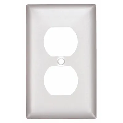 HUBBELL Wall Plate: Duplex Outlet, 1 Gang, Silver - General Purpose Wall Plates