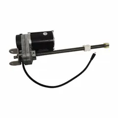 This metal actuator in silver finish is designed for Basic American Eze-Lok healthcare beds. It functions as a high/low actuator to adjust bed height, facilitating patient care and accessibility in medical settings.