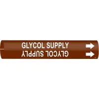 Pipe Marker: Glycol Supply, Brown, White, Fits 2 1/2 to 3 7/8 in Pipe O.D., 1 Pipe Markers (MPN 4202-C)
