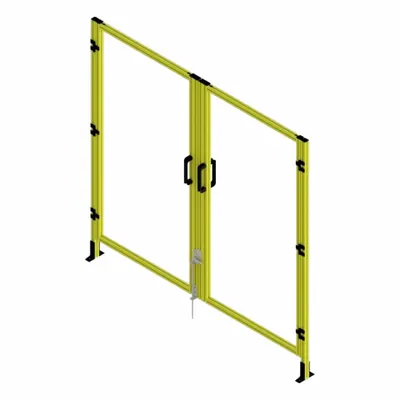FAZTEK T-Slot Framing System Door: Stand-Alone, Yellow, Double Swing - Clear Plastic Standalone Door Kits