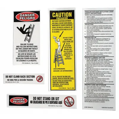 WERNER Stepladder Safety and Instructions Labels: Fits Werner Brand (MPN LAS100) - Material Handling Parts