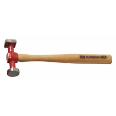 This carbon steel body hammer has a 14 oz head and a 4 in long striking face. The 12 in overall length and short handle design allow controlled, precise strikes for shaping and smoothing sheet metal panels in automotive collision repair and restoration.