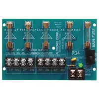 The ALTRONIX PD4 is a power distribution module that accepts a single 28V AC/DC input and provides four fused outputs. Constructed from phenolic/fiberglass, it is used to distribute power and protect downstream devices in electrical panels, access control systems, and industrial control cabinets