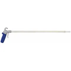 Pistol-grip air gun with an aluminum body and 1/4 in female NPT inlet. Includes one straight, focused nozzle for concentrated air flow. Designed for blow-off tasks such as clearing debris, drying parts, and cleaning machinery in industrial settings.