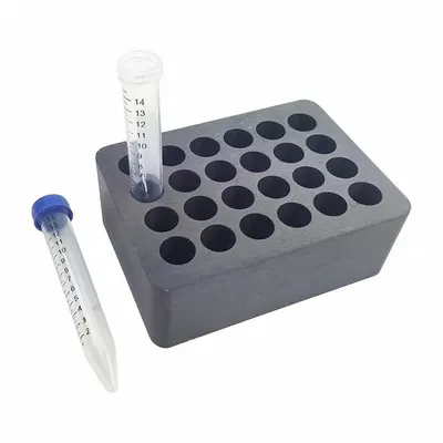 GLAS-COL Vial Block: 2 in Overall Ht, 5 1/2 in Overall Lg, 4 in Overall Wd - Dry Evaporator & Concentrator Blocks