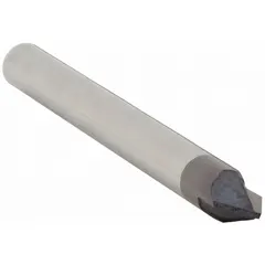 Carbide chamfer mill with AlTiN coating for wear resistance. Features a 60° included angle, 1/4" mill diameter, 2-1/2" overall length, and 2 flutes. Used for creating beveled edges, deburring, and preparing workpiece corners for welding or assembly in machining and fabrication applications.