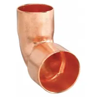 Wrot copper reducing elbow with cup x FTG (female threaded) ends for transitioning between 1-inch and 3/4-inch CTS copper tubing. Designed for sweat solder installation on the cup end and threaded connection on the FTG end. Commonly used in plumbing, hydronic heating, and refrigeration systems for reducing or changing direction in copper tube runs