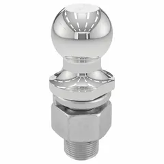 Steel hitch ball with chrome finish, 2-inch diameter, and 10,000 lb gross vehicle weight capacity. Designed for towing trailers, boats, or campers using a Class III/IV hitch. Suitable for heavy-duty towing applications in agriculture, construction, and logistics.