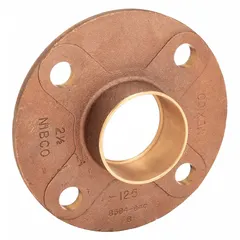 Cast copper sweat fitting adapter with cup x flange connection. Connects 2-1/2 in CTS copper tube to flanged equipment such as valves, pumps, or tanks. Suitable for brazed or soldered joints in plumbing and HVAC systems.
