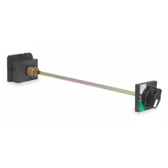 Rotary operating handle accessory for PowerPact H and J circuit breakers. Includes telescoping shaft and operator for manual opening and closing from a panel door or enclosure. No poles.