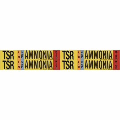 BRADY Pipe Marker: TSR, LIQ/VAP, High, Fits 3/4 to 2 3/8 in Pipe O.D., 4 Pipe Markers - Ammonia Adhesive Pipe Markers
