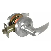 Storeroom lever lockset with ANSI F86 function, allowing keyed entry from outside and free egress from inside. Features a 495 Straight lever style in satin chromium-plated zinc finish. ADA compliant. Suitable for interior doors in commercial facilities