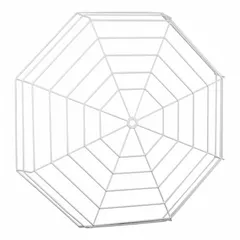 This steel guard is designed for indoor wall-mounted bells or clocks. Its weblike shape helps protect against vandalism and damage while allowing sound to pass. Includes mounting hardware. Color: White. Dimensions: 26 3/4 in overall depth and length.