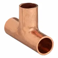 Wrot copper tee fitting with three cup ends for 5/16 in CTS copper tubing. Designed for sweat/solder connections in branch configurations for plumbing and hydronic heating systems. Manufactured to ASTM B75/B88 standards