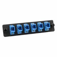 FIBERTRONICS Fiber Optic Adapter Plate: Single Mode, OS2, 6 Fiber Ports, SC, UPC, Simplex, Blue, LGX (MPN LGX-SCSX-6B)
