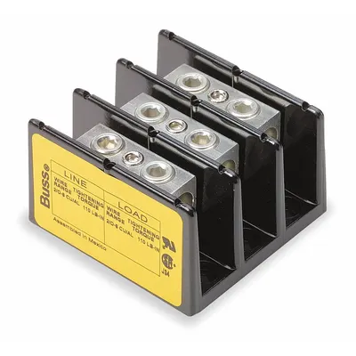 BUSSMANN Power Distribution Block: Open, Lug, Lug - Open Blocks with Lugs