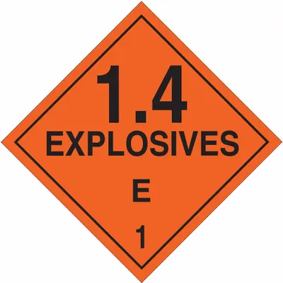 BRADY Container Placard: 1.4 Explosives E 1, 10 3/4 in x 10 3/4 in, 10 3/4 in Label Ht - Class 1: Explosives