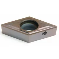Diamond indexable turning insert for precision machining of non-ferrous materials, composites, and abrasive alloys. Used in turning, boring, and profiling operations to achieve fine surface finishes and tight tolerances