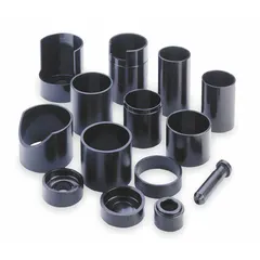 This 15-piece carbon steel ball joint adapter set is designed for removal and installation of press fit upper and lower ball joints. Includes an application chart. Measures 15-29/32 in x 16 in x 5-13/64 in. For use on 1997 Ford vehicles.