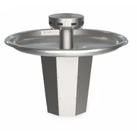 BRADLEY Wash Fountain: Silver, Stainless Steel, Circular, 54 in Overall Wd, Central Rising Drain (MPN S93-642)